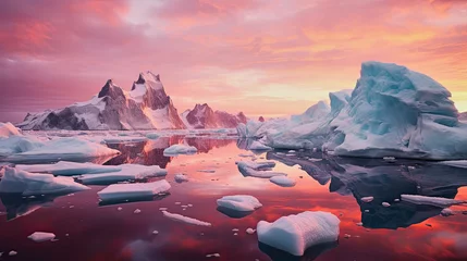 Foto op Plexiglas illustration of an arctic landscape in sunset colors © Claudia Nass