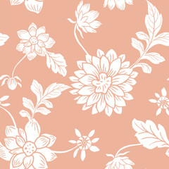 Fototapeta na wymiar Vector collection of dahlias. Hand drawn vector illustration of flowers on pink background. For decoration invitations, tattoo, greeting cards and another print.