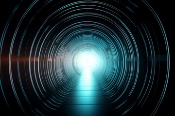 Abstract tunnel with bright light. Generative AI