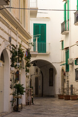 Street view in the old quartier of Bari, Italy