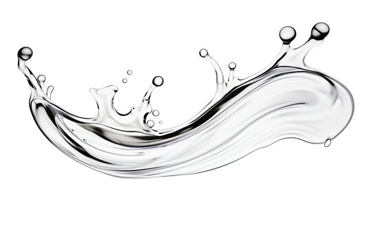Blue water swirl splash with little bubbles isolated on clear png background, liquid flowing in form of wave