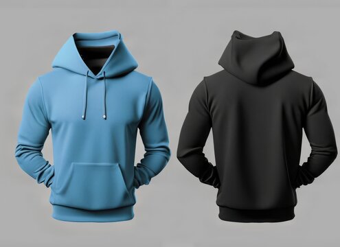 hoodie Front and back Hoodie sweatshirt long sleeve, hoody for design mockup. AI Generated.