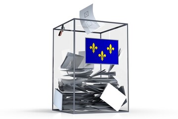 Ile de France - flag on ballot box and voices - election concept