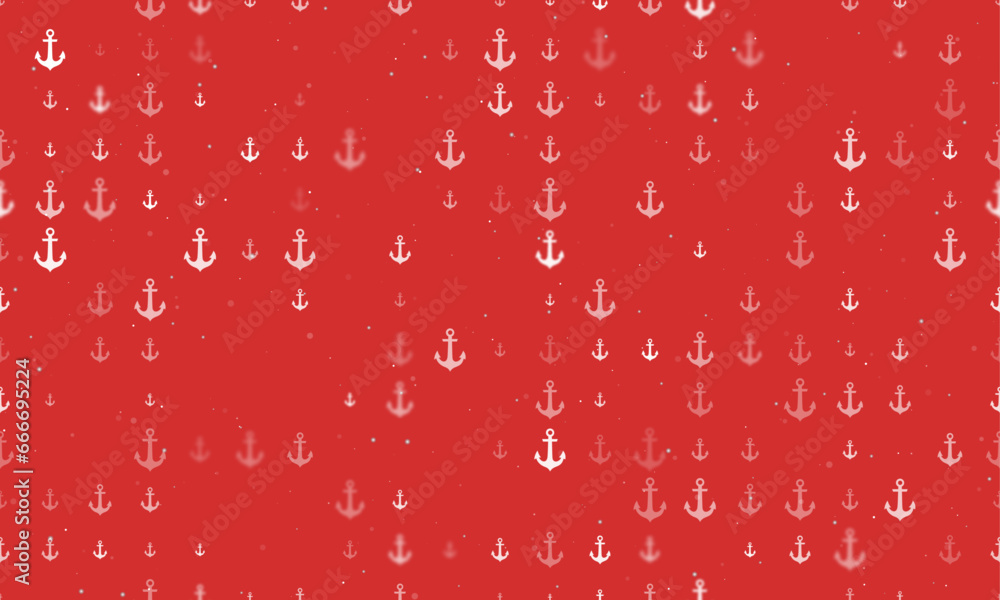 Aufkleber seamless background pattern of evenly spaced white sea anchor symbols of different sizes and opacity