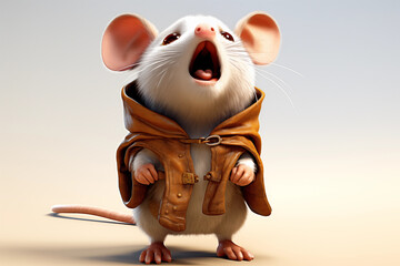 cute 3d mouse character yelling