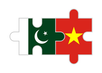 puzzle pieces of pakistan and vietnam flags. vector illustration isolated on white background