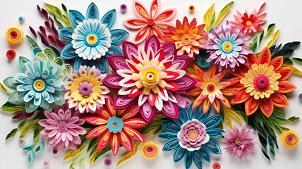 Fototapeta na wymiar Delicate Artistry: Colorful Paper Quilling Rainbow 