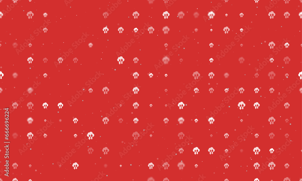 Poster seamless background pattern of evenly spaced white cloud technology symbols of different sizes and o