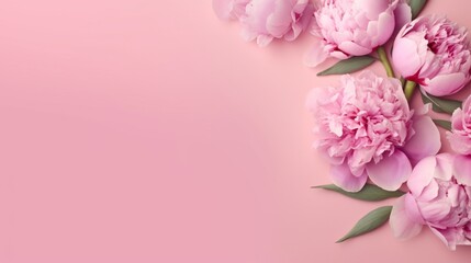 Fototapeta na wymiar Spring peony flowers on pink pastel background.Generative AI