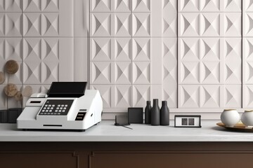 White modern design blank screen of digital cash register 