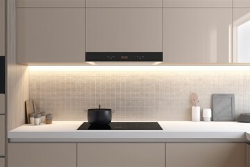  White square tile splash back and wall with modern 