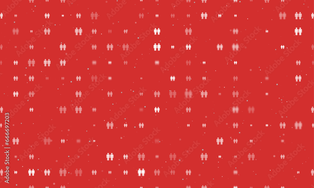Poster seamless background pattern of evenly spaced white man with man symbols of different sizes and opaci