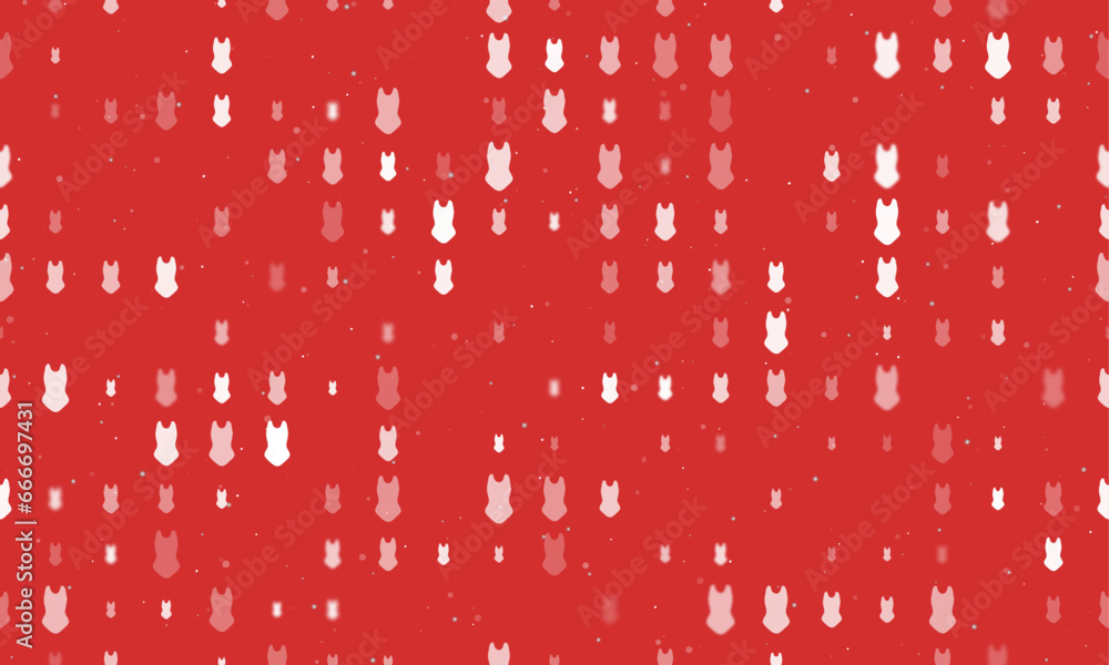 Poster seamless background pattern of evenly spaced white one-piece swimsuit symbols of different sizes and
