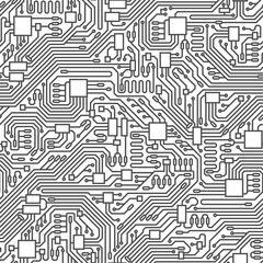Circuit board seamless pattern. Vector illustration. Abstract technology background
