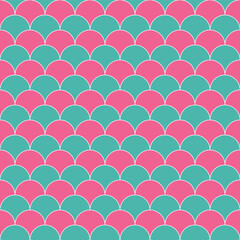 Green and pink fish scales pattern. fish scales pattern. fish scales seamless pattern. Decorative elements, clothing, paper wrapping, bathroom tiles, wall tiles, backdrop, background.