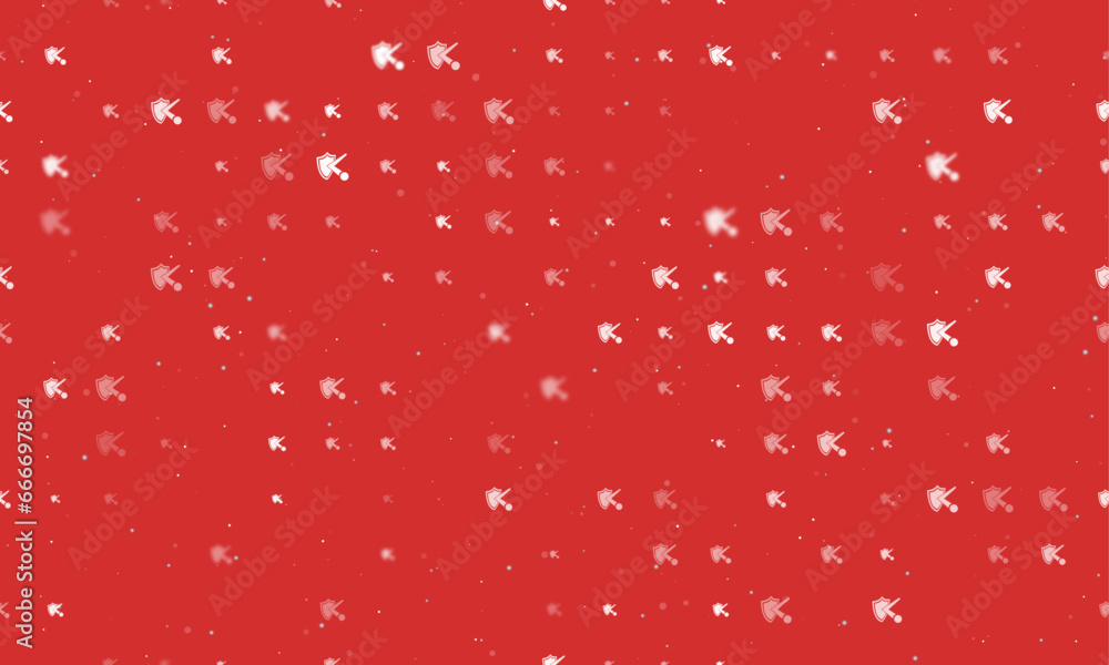 Poster seamless background pattern of evenly spaced white ball bounces off the shield symbols of different 