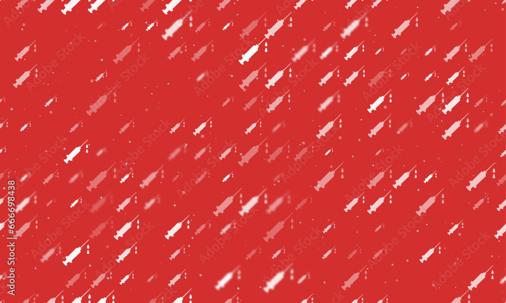 Poster seamless background pattern of evenly spaced white syringe symbols of different sizes and opacity. v