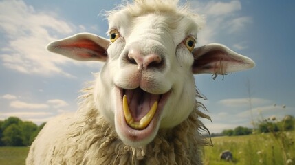  Portrait of sheep showing tongue.