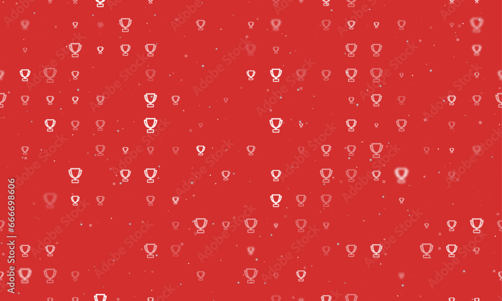 Poster seamless background pattern of evenly spaced white trophy symbols of different sizes and opacity. ve