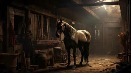 Zelfklevend Fotobehang  horse on a dark background  © Ahtesham