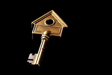 Golden key with house symbol. Generative AI