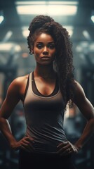 Black Athlete woman training in the gym