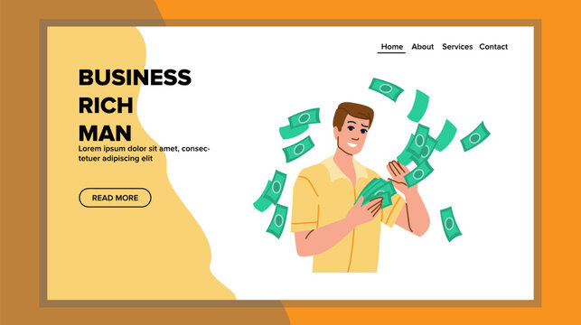 investment business rich man vector. web flat, confident investment, success hand investment business rich man web flat cartoon illustration