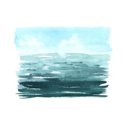 Watercolor hand painted blue sea texture - 666699237