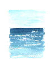 Watercolor hand painted blue sea texture - 666699248