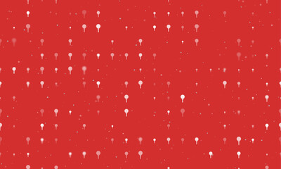 Seamless background pattern of evenly spaced white golf symbols of different sizes and opacity. Vector illustration on red background with stars