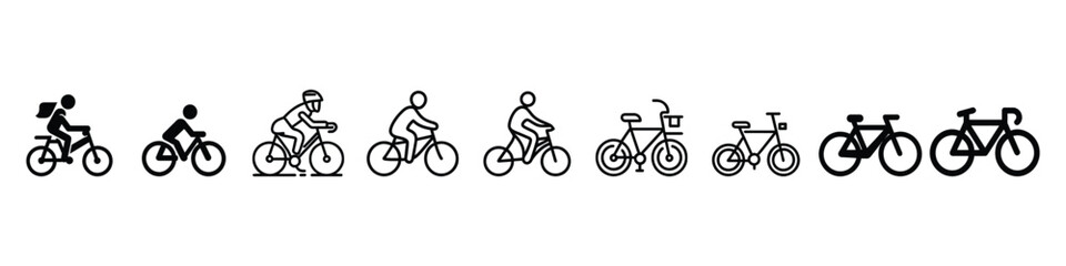 Man on bicycle icon, The man ride bicycle icon, bicycle icon, Bike. Bicycle vector icon. Concept of cycling. Go in for isolated bicycle lanes with a white background. 