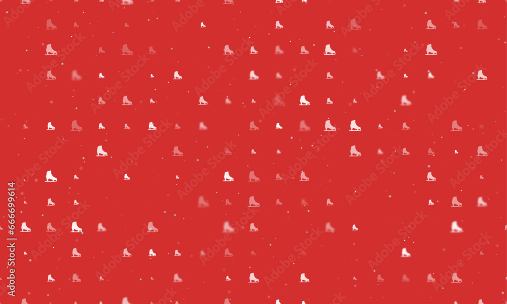 Poster seamless background pattern of evenly spaced white womens ice skates of different sizes and opacity.