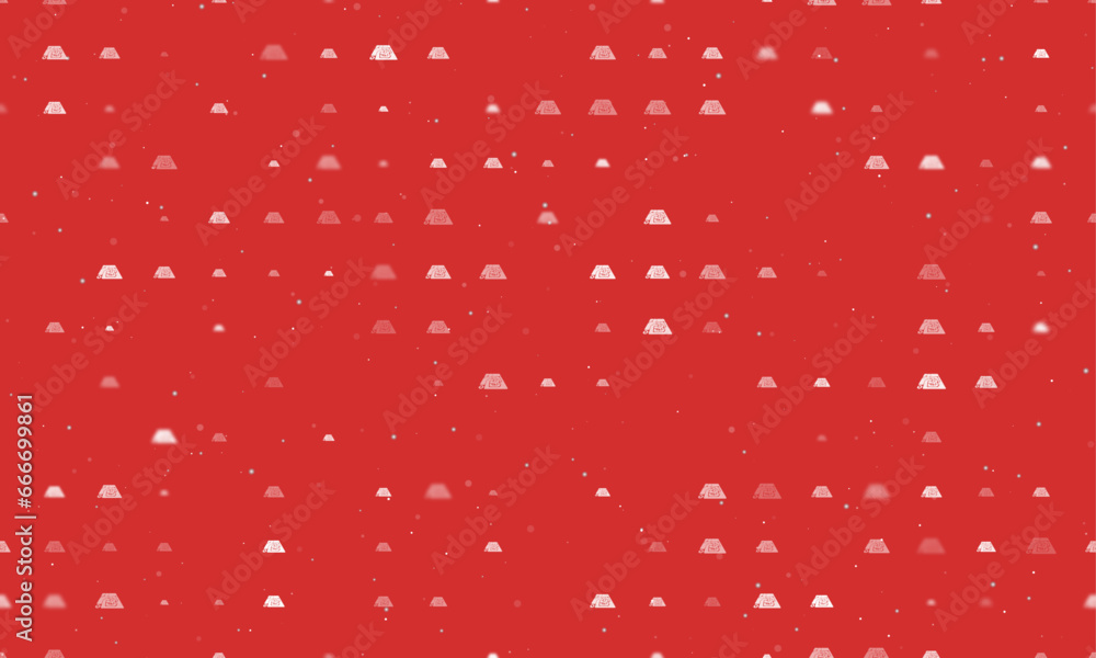 Poster Seamless background pattern of evenly spaced white printed circuit boards of different sizes and opacity. Vector illustration on red background with stars