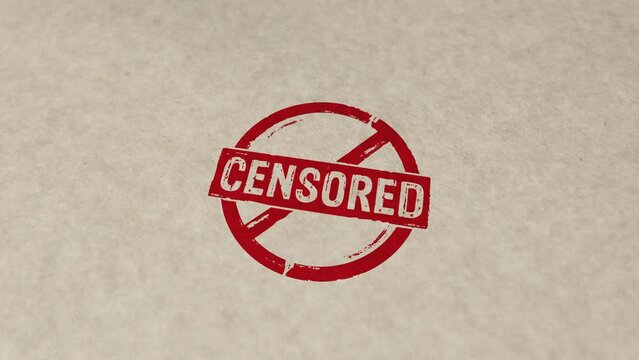 Censored stamp and hand stamping impact animation. Restricted for adults only 3D rendered concept.