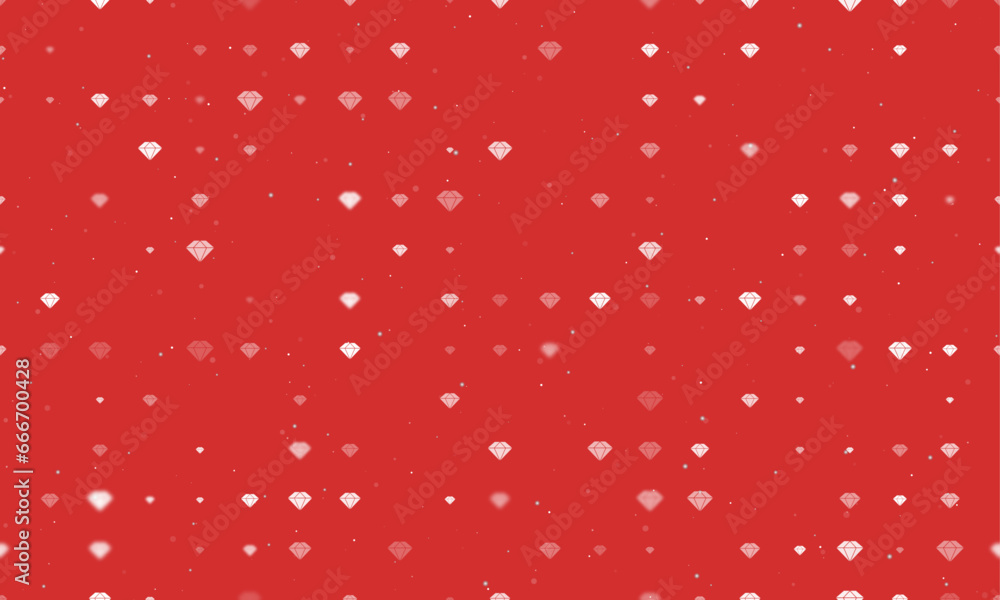 Poster seamless background pattern of evenly spaced white diamond symbols of different sizes and opacity. v