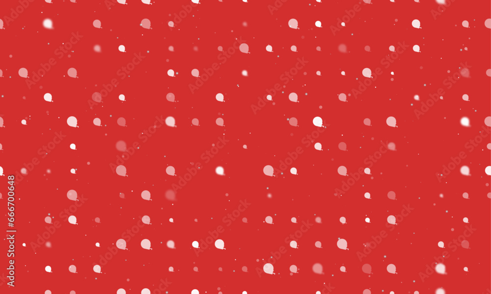 Poster Seamless background pattern of evenly spaced white tape measure symbols of different sizes and opacity. Vector illustration on red background with stars