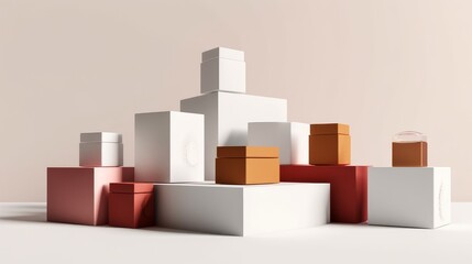 Product Boxes on Light Background. AI generated