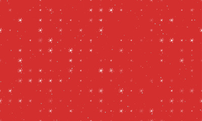 Seamless background pattern of evenly spaced white blot symbols of different sizes and opacity. Vector illustration on red background with stars
