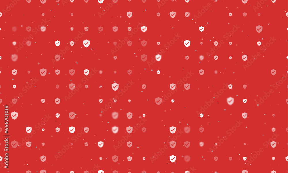 Poster seamless background pattern of evenly spaced white protection mark symbols of different sizes and op