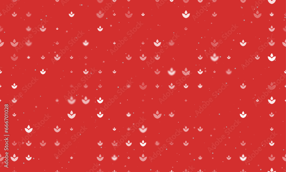 Poster seamless background pattern of evenly spaced white water lily symbols of different sizes and opacity