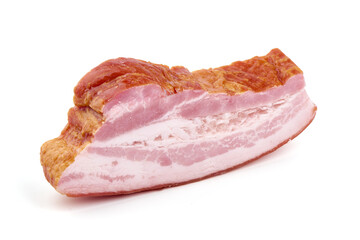 Smoked pork brisket, isolated on white background.