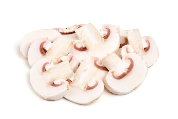 Fresh Champignon mushrooms, isolated on white background.