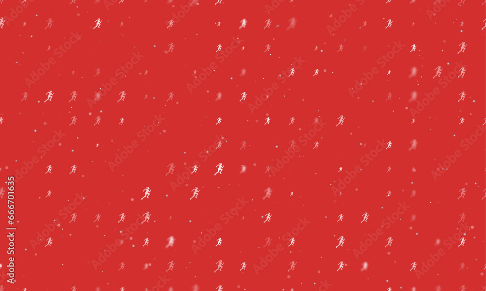 Aufkleber seamless background pattern of evenly spaced white running woman symbols of different sizes and opac