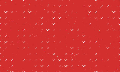 Seamless background pattern of evenly spaced white eagle symbols of different sizes and opacity. Vector illustration on red background with stars