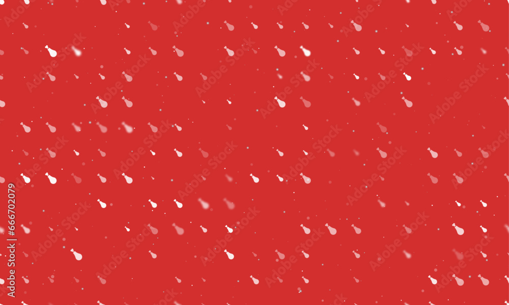 Poster seamless background pattern of evenly spaced white chicken's leg symbols of different sizes and opac