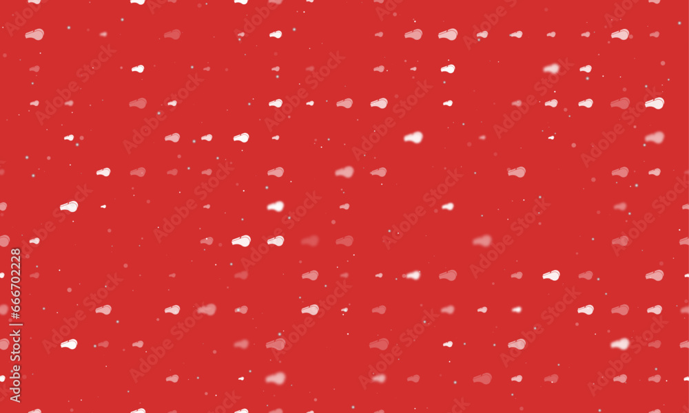 Poster seamless background pattern of evenly spaced white sports whistle symbols of different sizes and opa