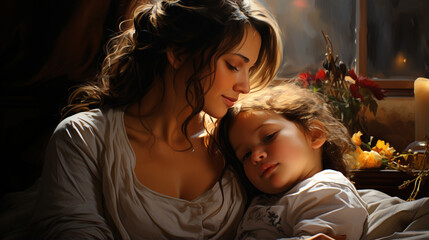 beautiful mother with little son in a studio