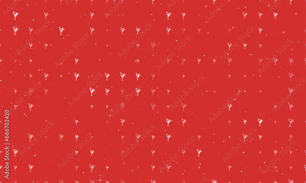 Poster seamless background pattern of evenly spaced white figure skating symbols of different sizes and opa