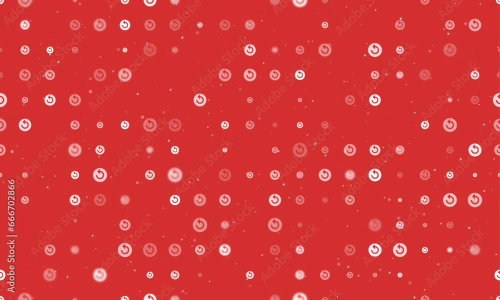 Poster seamless background pattern of evenly spaced white replay media symbols of different sizes and opaci