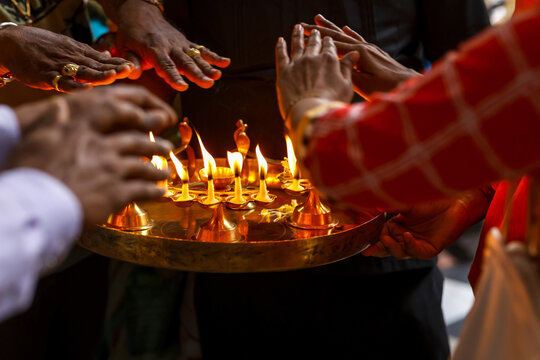 Puja in ISKCON temple in Juhu, Mumbai, India